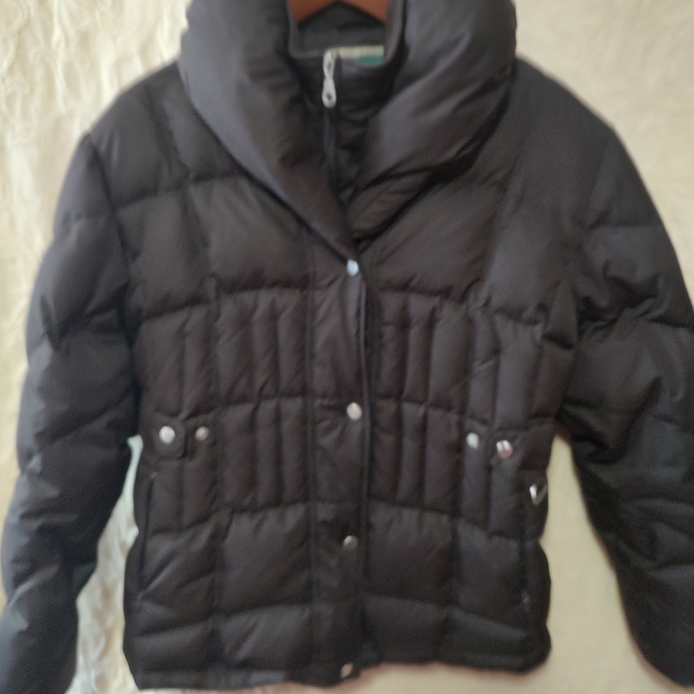 Larry Levine Women's Black Puffer Jacket Size 50 Per Cent Down 50 Waterfowl